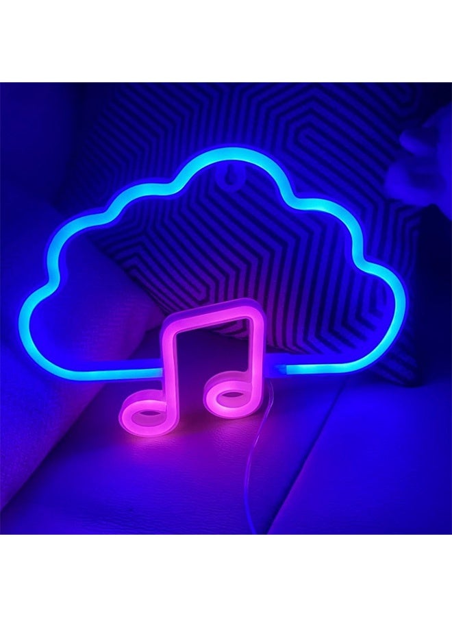 Peachjoy Neon Night Light,Neon Sign Music Note Decor,USB or battery powered neon wall decoration,for Bedroom Kids Room Wedding Bar Party Decoration (Blue/Pink)  - Image 3