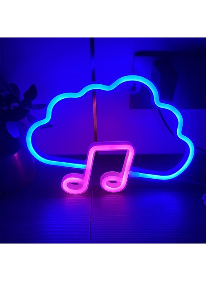 Peachjoy Neon Night Light,Neon Sign Music Note Decor,USB or battery powered neon wall decoration,for Bedroom Kids Room Wedding Bar Party Decoration (Blue/Pink)  - Image 1