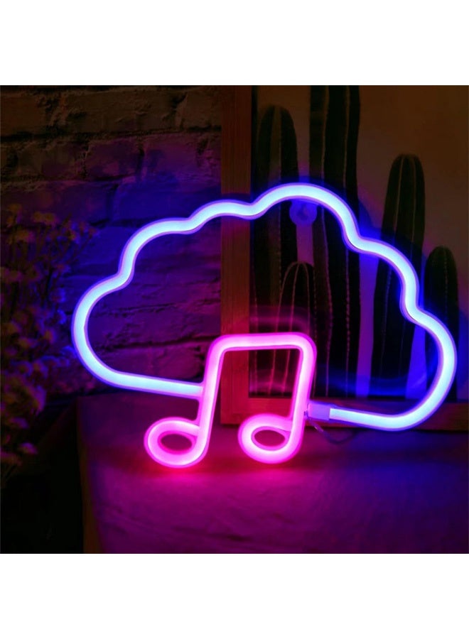 Peachjoy Neon Night Light,Neon Sign Music Note Decor,USB or battery powered neon wall decoration,for Bedroom Kids Room Wedding Bar Party Decoration (Blue/Pink)  - Image 2