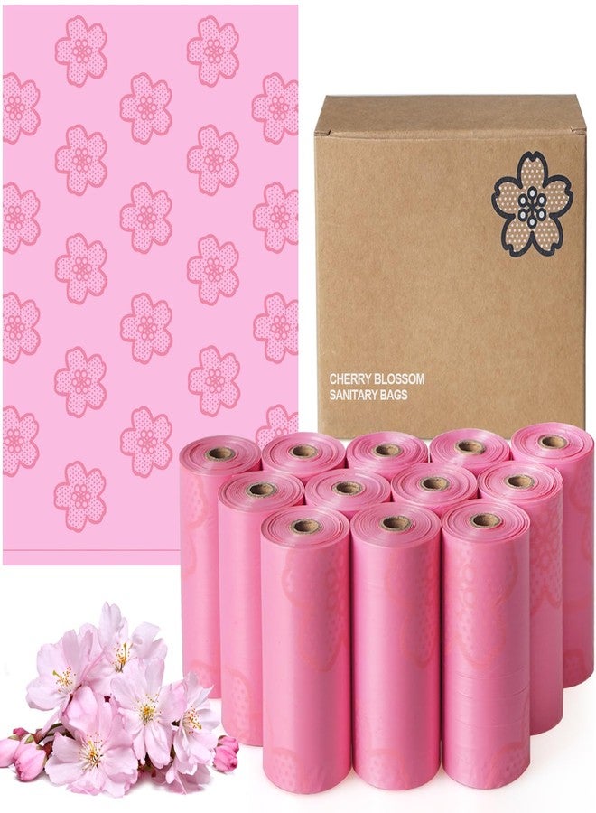 Fezog 180 PCS Sanitary Napkin Disposal Bags Cherry Blossom Scented, Pink Disposable Sanitary Bag Personal Care Disposal for Tampons Trash Bag, Disposable Mini Bags for Women Privacy Handling Bag Diaper Sack - Image 1