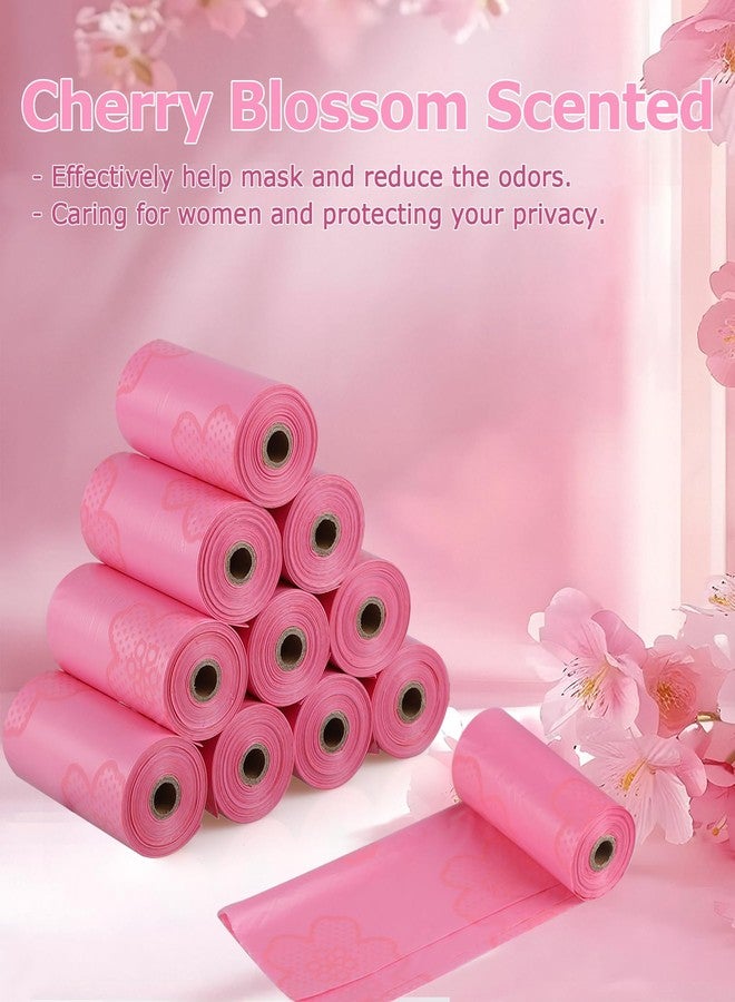 Fezog 180 PCS Sanitary Napkin Disposal Bags Cherry Blossom Scented, Pink Disposable Sanitary Bag Personal Care Disposal for Tampons Trash Bag, Disposable Mini Bags for Women Privacy Handling Bag Diaper Sack - Image 3
