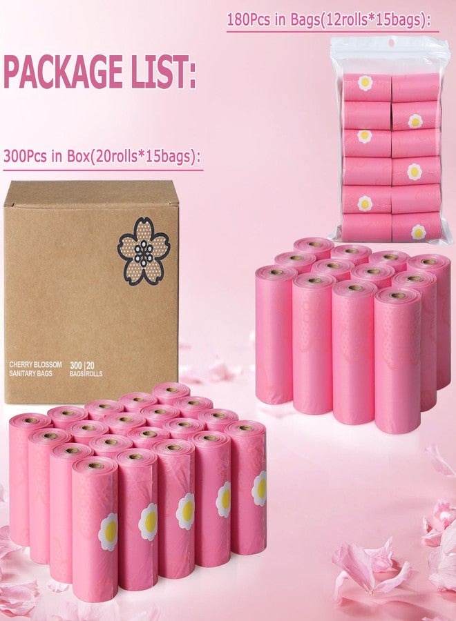 Fezog 180 PCS Sanitary Napkin Disposal Bags Cherry Blossom Scented, Pink Disposable Sanitary Bag Personal Care Disposal for Tampons Trash Bag, Disposable Mini Bags for Women Privacy Handling Bag Diaper Sack - Image 5