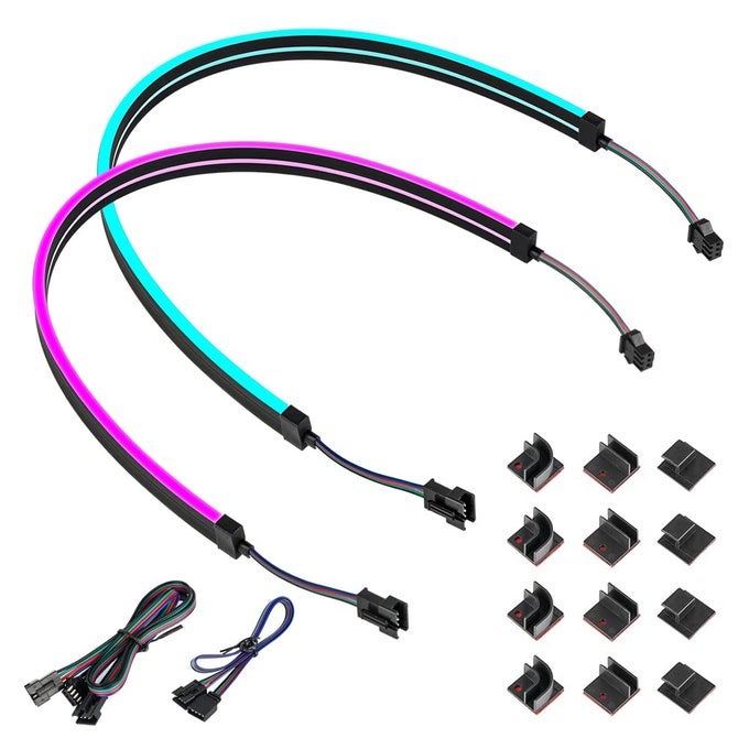 NEON RGB PC STRIP 2PCS 197IN FOR 12V 4PIN LED HEADERS FOR ASUS AURA SYNC GIGABYTE RGB FUSION MSI MYSTIC LIGHT