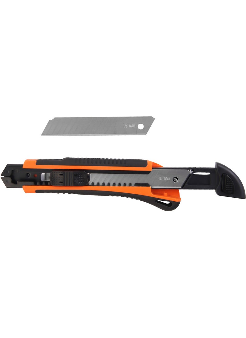 KSEIBI - 18 Mm Utility Knife Progrip with Safety Lock, Orange, Soft Grip Material, SK5 Blade Material, Smooth, Easy To Install, for Cutting Carpet, Cardboard, Box, Wrapping, Handicrafts and Maintenance Tool. - Image 1