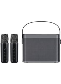 YS-219 Bluetooth Karaoke Speaker System with Dual Wireless Microphones – Portable Outdoor Sound System with Deep Bass, Vocal Effects, USB/TF Card Support, Rechargeable Battery – Ideal for Parties, Events, and Gatherings – Black
