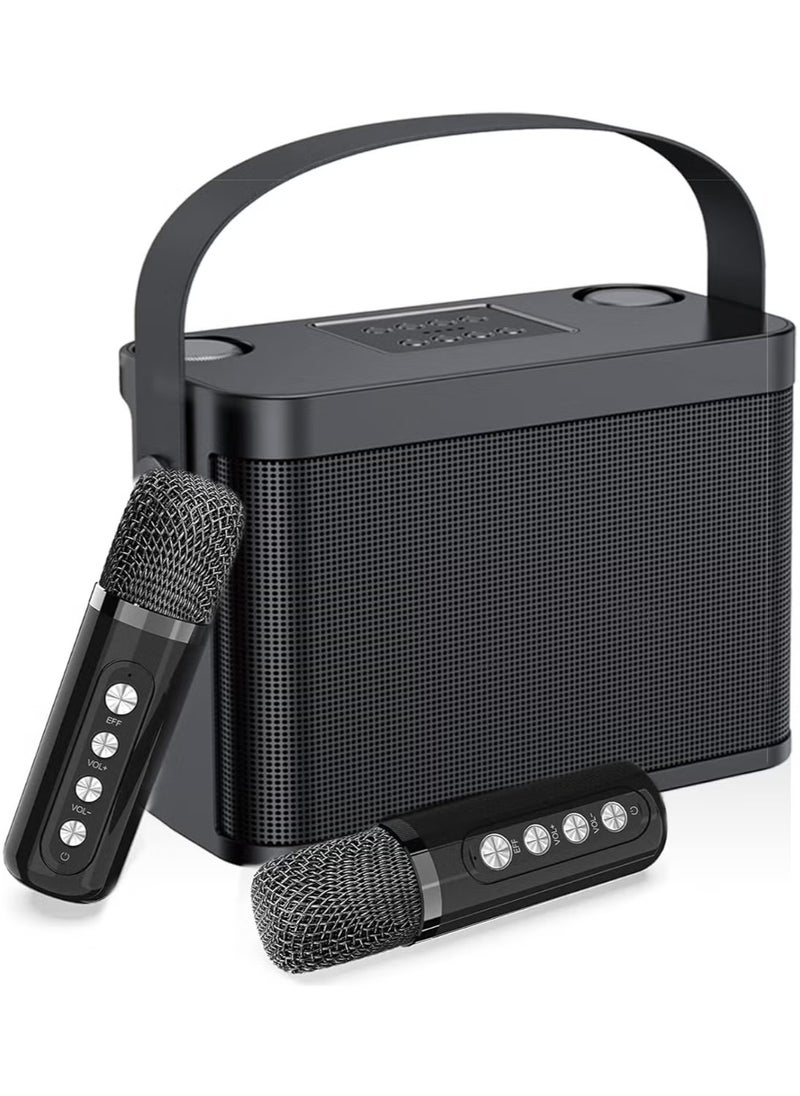 YS - YS-219 Bluetooth Karaoke Speaker System with Dual Wireless Microphones – Portable Outdoor Sound System with Deep Bass, Vocal Effects, USB/TF Card Support, Rechargeable Battery – Ideal for Parties, Events, and Gatherings – Black - Image 1