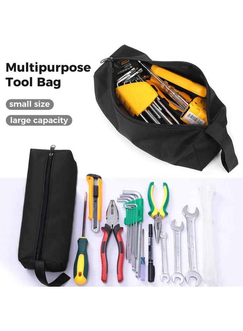 SYOSI 3 Pack Small Tool Bag with Zipper - Heavy Duty Multi-purpose Tool Pouch Bags with Waterproof Oxford Canvas - Ideal for Tools, Gadgets, Cosmetics, Stationary - Black (9.8 x 3.3 x 2.7 Inch) - Image 2