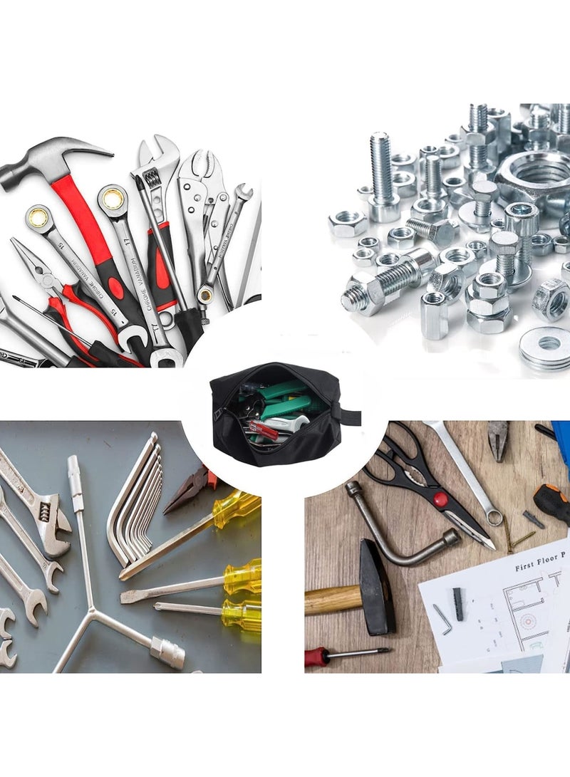 SYOSI 3 Pack Small Tool Bag with Zipper - Heavy Duty Multi-purpose Tool Pouch Bags with Waterproof Oxford Canvas - Ideal for Tools, Gadgets, Cosmetics, Stationary - Black (9.8 x 3.3 x 2.7 Inch) - Image 3