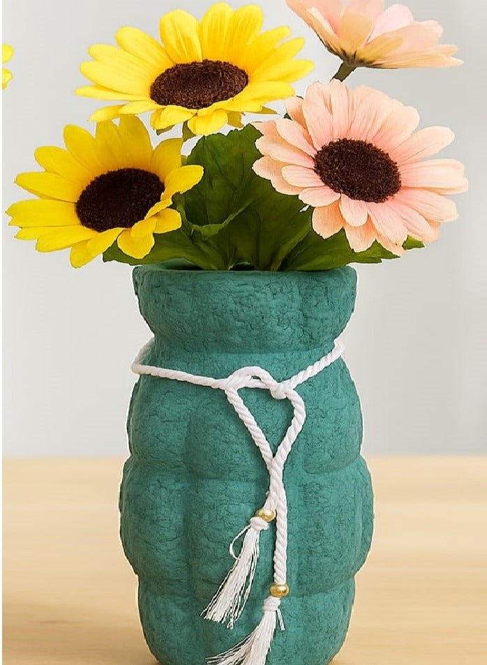 Artificial Vase - For Artificial Sunflowers, Pampas Grass And Flowers, Made Of Pottery - 35Cm, Home Decor For Living Room, Dining Room, Bedroom (Teal)