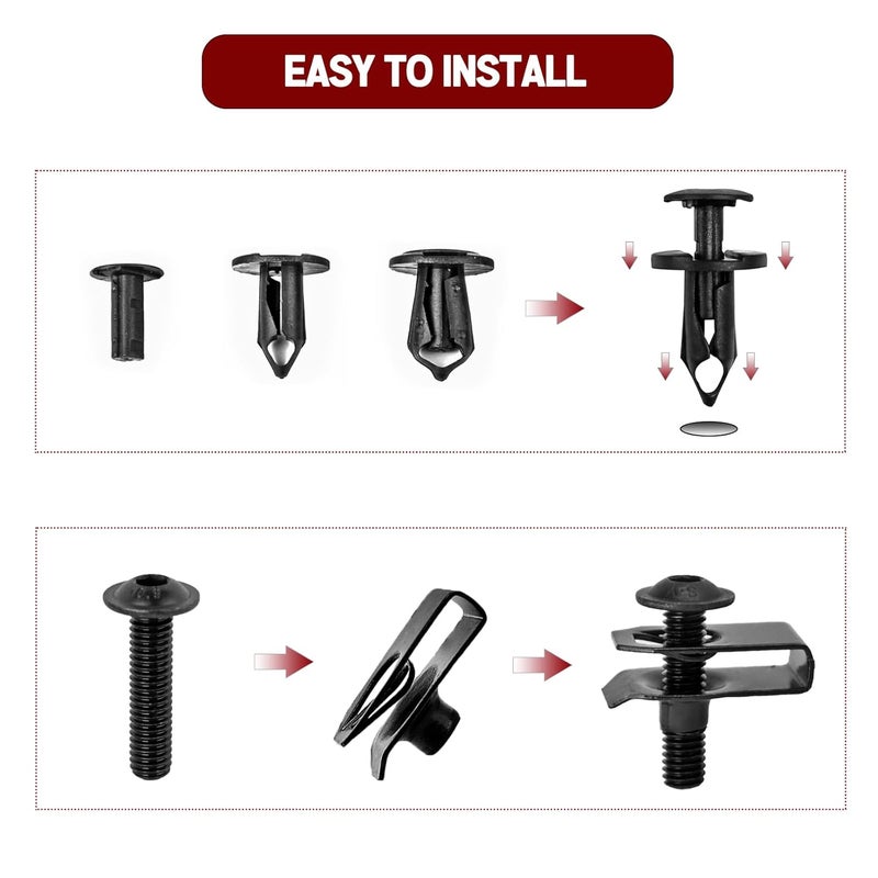 Xislet 30Pcs Polaris Ranger RZR Body Panel Screw Kit Replacement for 7519650 7547674 7661855 - Includes M6 Torx Screws U-Type Flat Nuts Plastic Rivets for UTV ATV Accessories - Image 3
