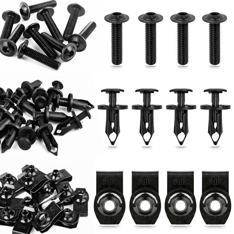 Xislet 30Pcs Polaris Ranger RZR Body Panel Screw Kit Replacement for 7519650 7547674 7661855 - Includes M6 Torx Screws U-Type Flat Nuts Plastic Rivets for UTV ATV Accessories - Image 1
