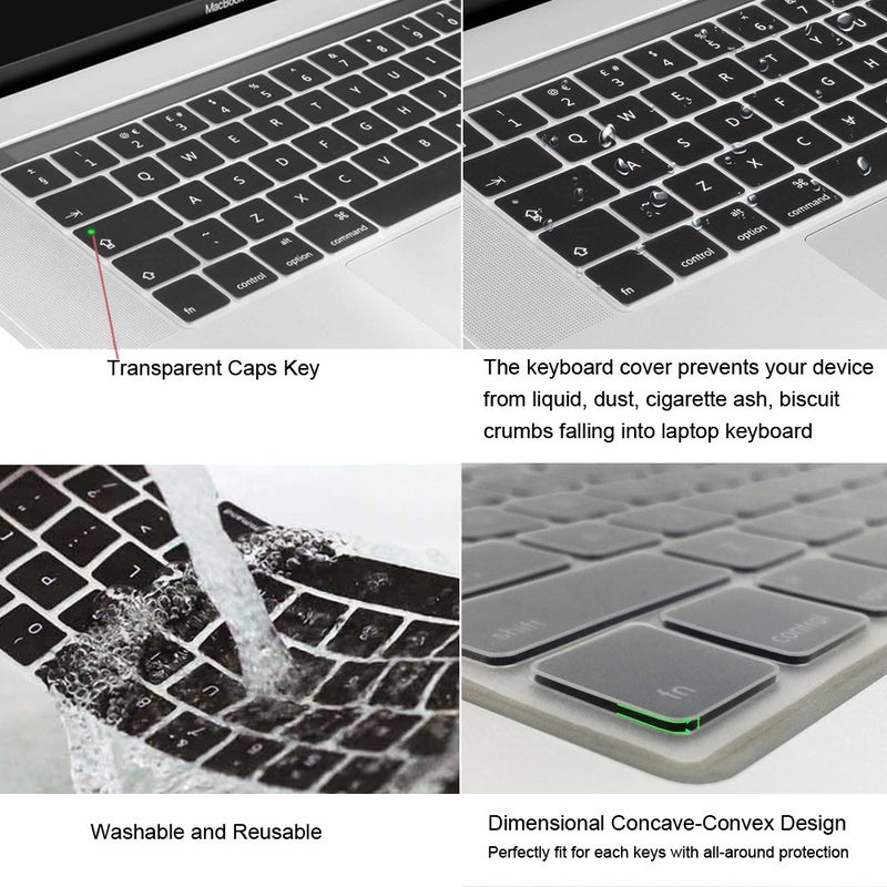 ProElife Korean Language Ultra Thin Silicone Keyboard Cover for 2021 2020 MacBook Air 13 Inch A2179 and A2337 Apple M1 Chip (US Layout) with Touch ID Keyboard Accessories Protective Skin (Black) - Image 3