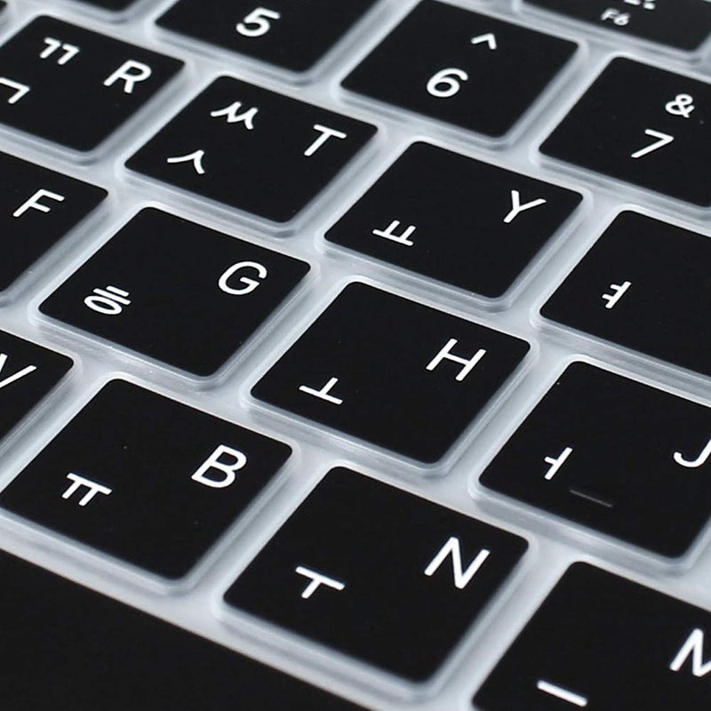 ProElife Korean Language Ultra Thin Silicone Keyboard Cover for 2021 2020 MacBook Air 13 Inch A2179 and A2337 Apple M1 Chip (US Layout) with Touch ID Keyboard Accessories Protective Skin (Black) - Image 5