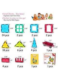 Jasonwell 65Pcs Magnetic Tiles Building Blocks Set For Boys Girls Preschool Educational Magna Construction Kit Stacking Stem Toys Birthday Gifts For Kids Toddlers 3 4 5 6 7 8 9 10 + Year Old  - Image 4