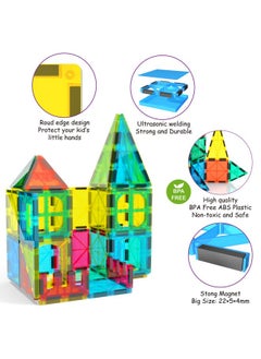 Jasonwell 65Pcs Magnetic Tiles Building Blocks Set For Boys Girls Preschool Educational Magna Construction Kit Stacking Stem Toys Birthday Gifts For Kids Toddlers 3 4 5 6 7 8 9 10 + Year Old  - Image 2