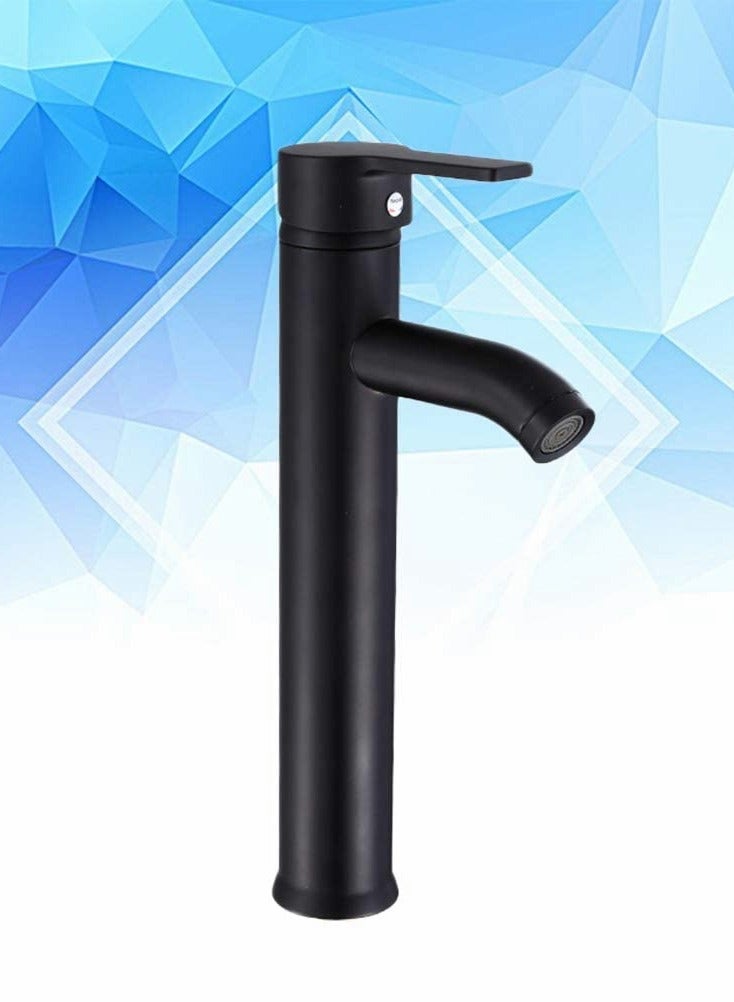 Tap Black Bathroom Faucet Stainless Steel Basin Mixer Bathroom Accessories Black Tap Sink Basin Mixer Tap for Home Kitchen (High Pattern) - Image 1