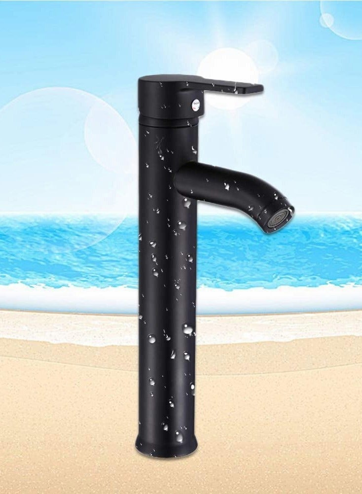 Tap Black Bathroom Faucet Stainless Steel Basin Mixer Bathroom Accessories Black Tap Sink Basin Mixer Tap for Home Kitchen (High Pattern) - Image 2