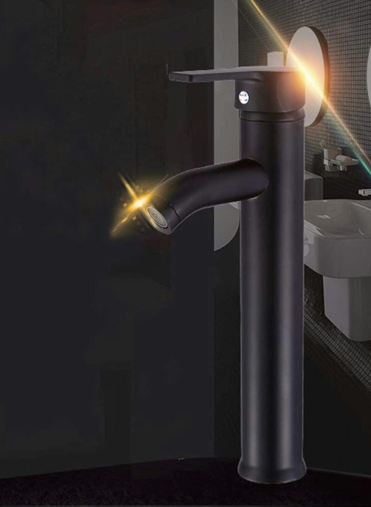 Tap Black Bathroom Faucet Stainless Steel Basin Mixer Bathroom Accessories Black Tap Sink Basin Mixer Tap for Home Kitchen (High Pattern) - Image 3