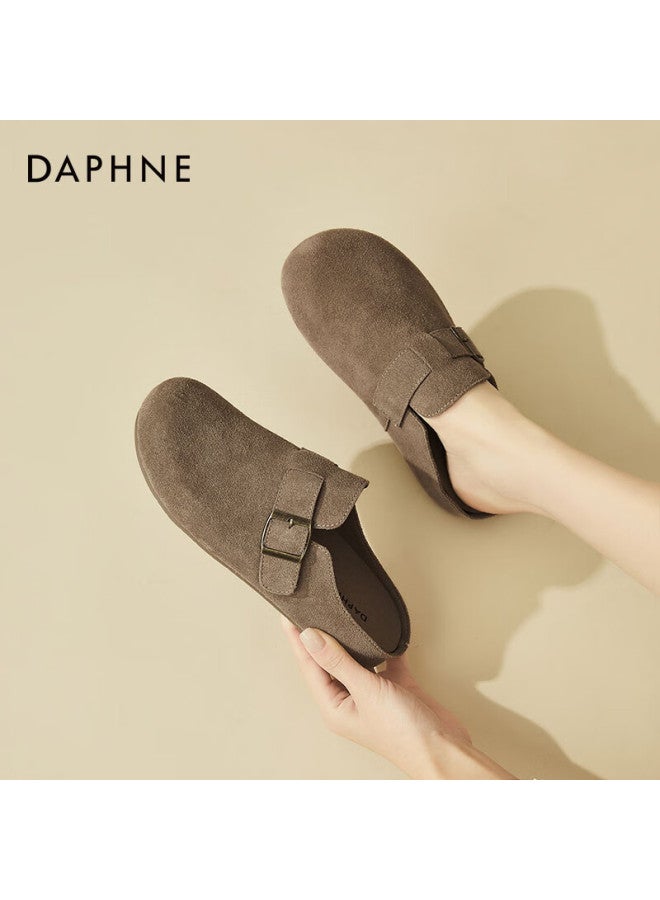 Daphne Women's Slip-on Mules With Closed Toe, Retro Versatile Soft-soled Loafers Casual Birkenstock-style Shoes, Gray, Size 37 - Image 4