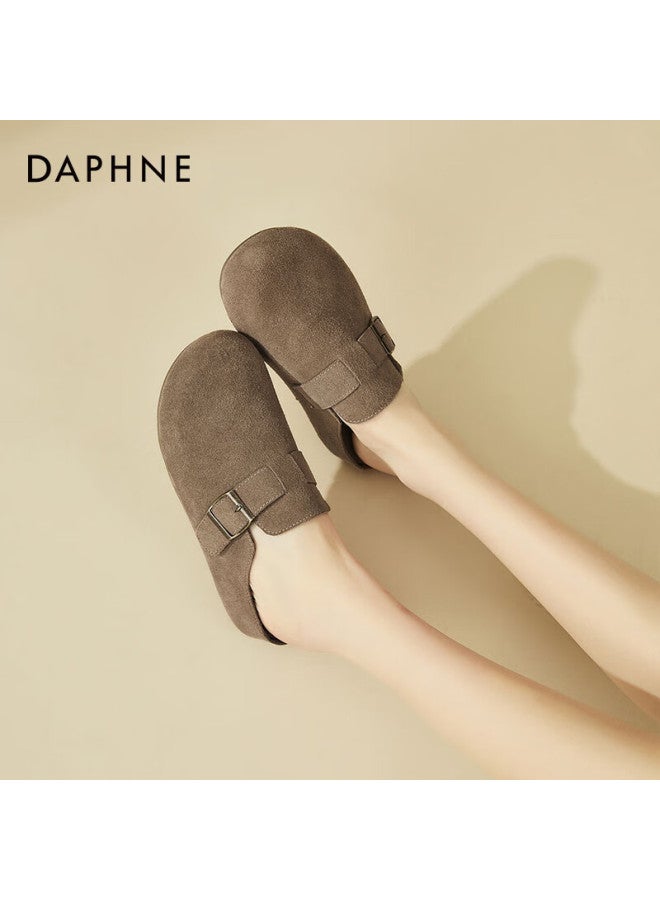 Daphne Women's Slip-on Mules With Closed Toe, Retro Versatile Soft-soled Loafers Casual Birkenstock-style Shoes, Gray, Size 37 - Image 5