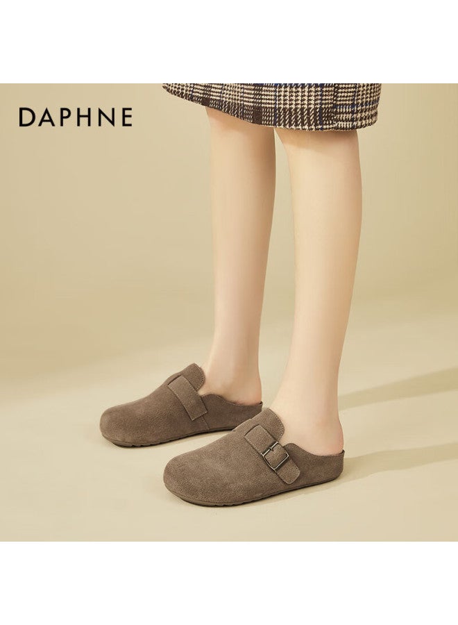 Daphne Women's Slip-on Mules With Closed Toe, Retro Versatile Soft-soled Loafers Casual Birkenstock-style Shoes, Gray, Size 37 - Image 2