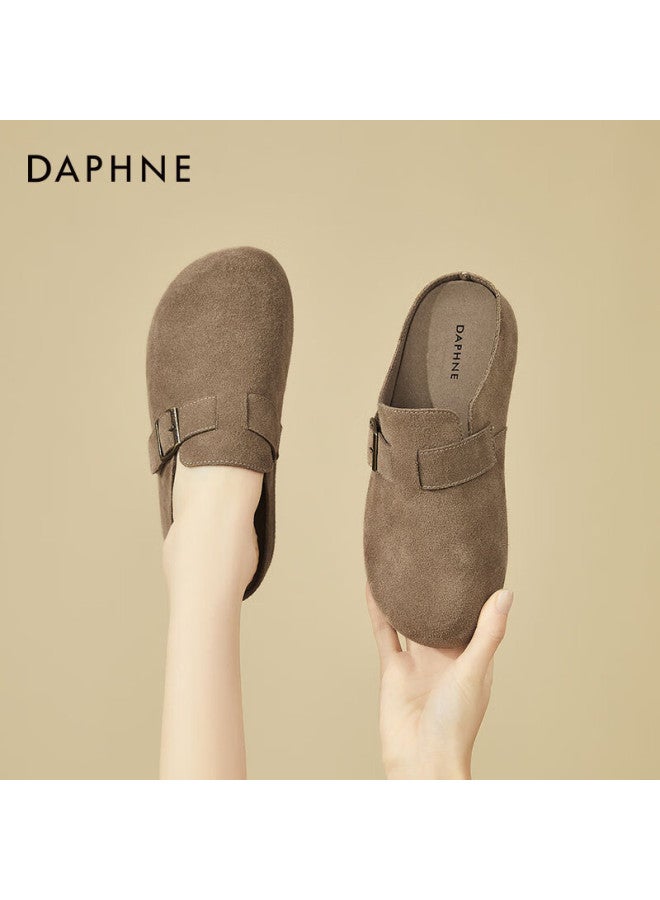 Daphne Women's Slip-on Mules With Closed Toe, Retro Versatile Soft-soled Loafers Casual Birkenstock-style Shoes, Gray, Size 37 - Image 1
