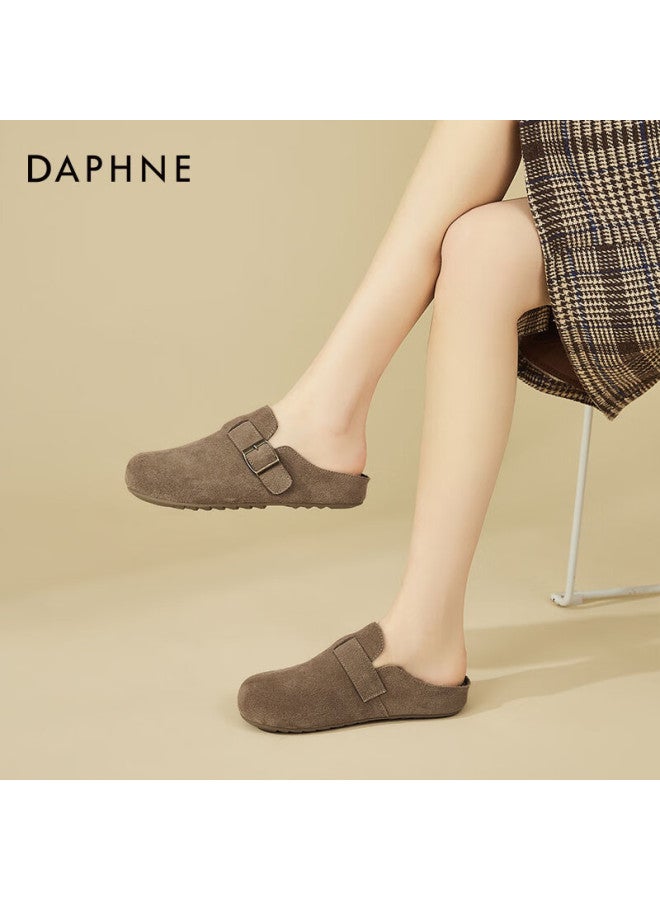 Daphne Women's Slip-on Mules With Closed Toe, Retro Versatile Soft-soled Loafers Casual Birkenstock-style Shoes, Gray, Size 37 - Image 3