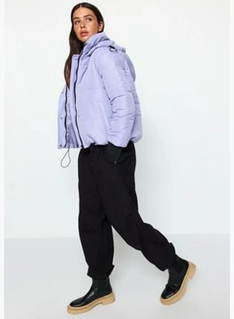 trendyol Light Blue Oversized Hooded Water-repellent Quilted Inflatable Coat TWOAW21MO0144