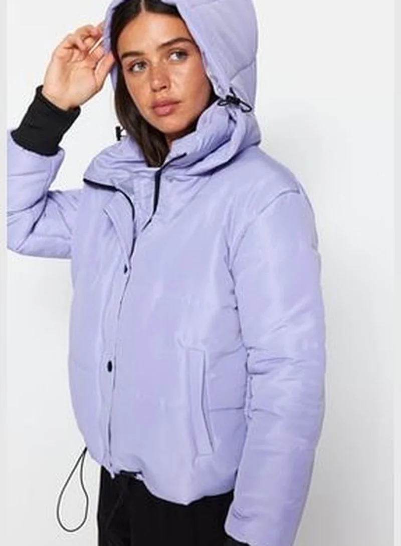 trendyol Light Blue Oversized Hooded Water-repellent Quilted Inflatable Coat TWOAW21MO0144