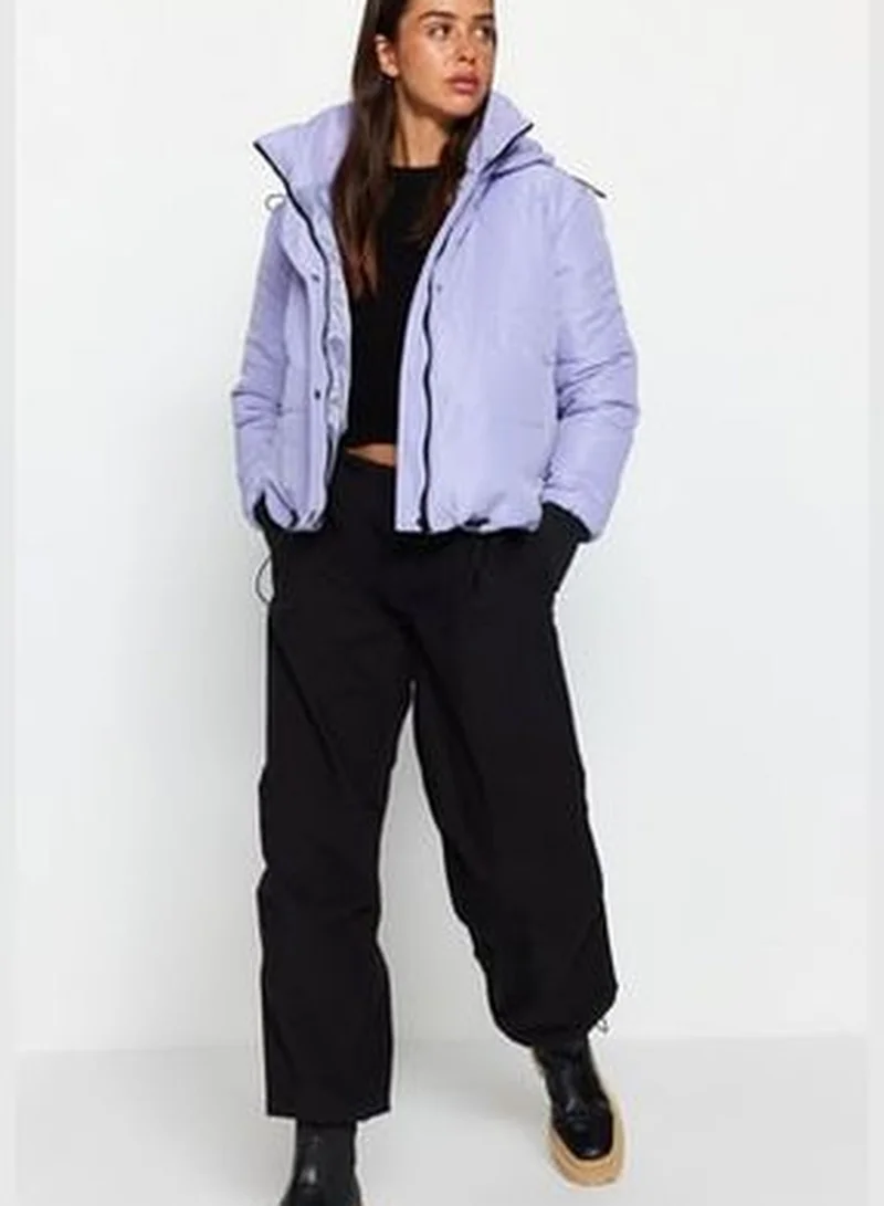 trendyol Light Blue Oversized Hooded Water-repellent Quilted Inflatable Coat TWOAW21MO0144