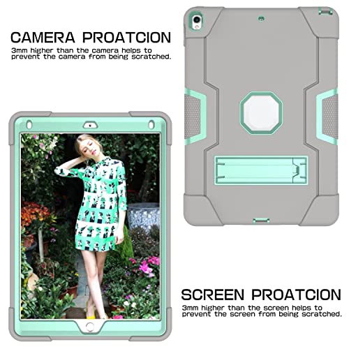 Jaorty 3 in 1 Hybrid Case for iPad Air 3 10.5" & iPad Pro 10.5" - Heavy Duty Rugged Stand, Shockproof, Anti-Slip, Anti-Scratch, Gray/Green - Image 4