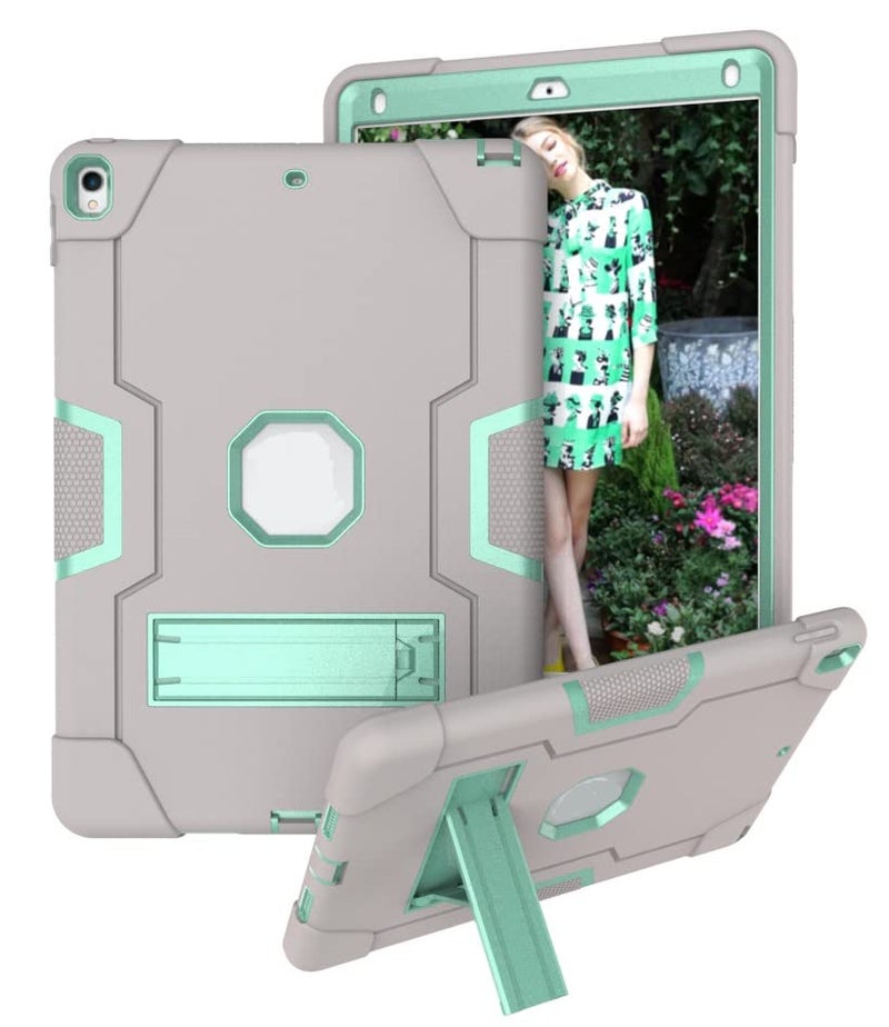 Jaorty 3 in 1 Hybrid Case for iPad Air 3 10.5" & iPad Pro 10.5" - Heavy Duty Rugged Stand, Shockproof, Anti-Slip, Anti-Scratch, Gray/Green - Image 2