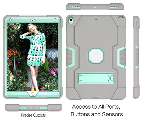 Jaorty 3 in 1 Hybrid Case for iPad Air 3 10.5" & iPad Pro 10.5" - Heavy Duty Rugged Stand, Shockproof, Anti-Slip, Anti-Scratch, Gray/Green - Image 5