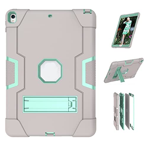 Jaorty 3 in 1 Hybrid Case for iPad Air 3 10.5" & iPad Pro 10.5" - Heavy Duty Rugged Stand, Shockproof, Anti-Slip, Anti-Scratch, Gray/Green - Image 1