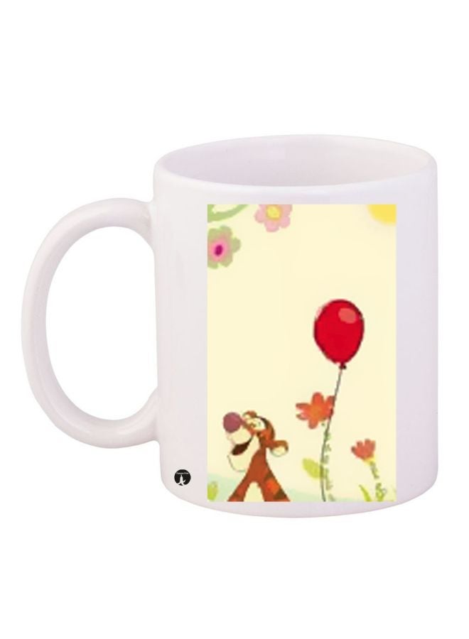 RYN Cartoon Character Printed Coffee Mug White/Beige/Red 11ounce
