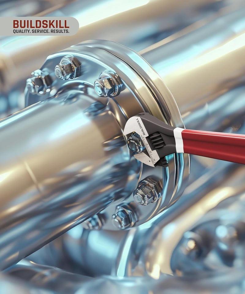 BUILDSKILL 10" 250mm Adjustable wrench | Rust proof Phosphate coating | Professional & home use plumbing tools | Comfortable Double sleeve | Adjustable spanner with lasered scale (6 months warranty) - Image 5