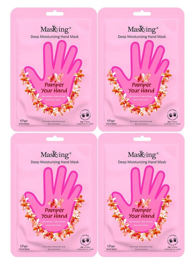 MASKING قفازات ترطيب اليدين للتغذية العميقة، الترطيب والتغذية، تفتيح، إزالة الجلد الباهت والجاف، سبا في المنزل، قناع اليدين ليدين ناعمتين وحريريتين 80غ (عبوة من 4) - Image 1