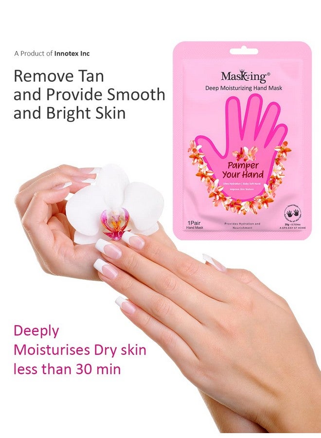 MASKING قفازات ترطيب اليدين للتغذية العميقة، الترطيب والتغذية، تفتيح، إزالة الجلد الباهت والجاف، سبا في المنزل، قناع اليدين ليدين ناعمتين وحريريتين 80غ (عبوة من 4) - Image 4