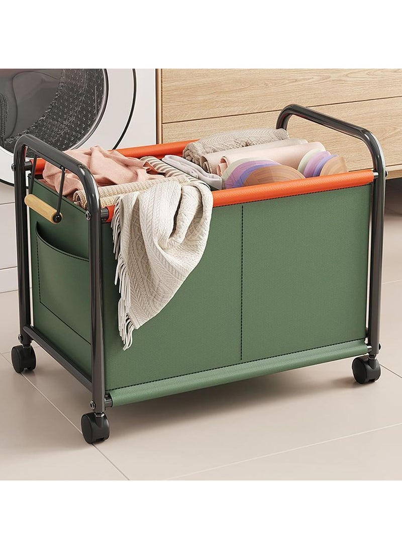 XiuWoo Large Space Metal Home Storage Cart, Toy Storage Box, Chest Storage Container, Laundry Basket, Cloth Organizer Bins with 360° Wheels, Handles for Home, Office - Image 2