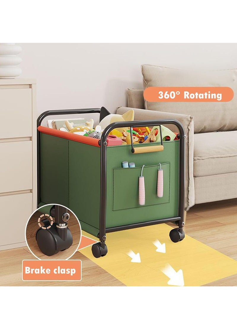 XiuWoo Large Space Metal Home Storage Cart, Toy Storage Box, Chest Storage Container, Laundry Basket, Cloth Organizer Bins with 360° Wheels, Handles for Home, Office - Image 3