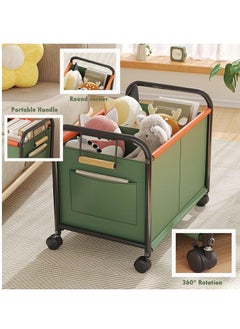 XiuWoo Large Space Metal Home Storage Cart, Toy Storage Box, Chest Storage Container, Laundry Basket, Cloth Organizer Bins with 360° Wheels, Handles for Home, Office  - Image 4