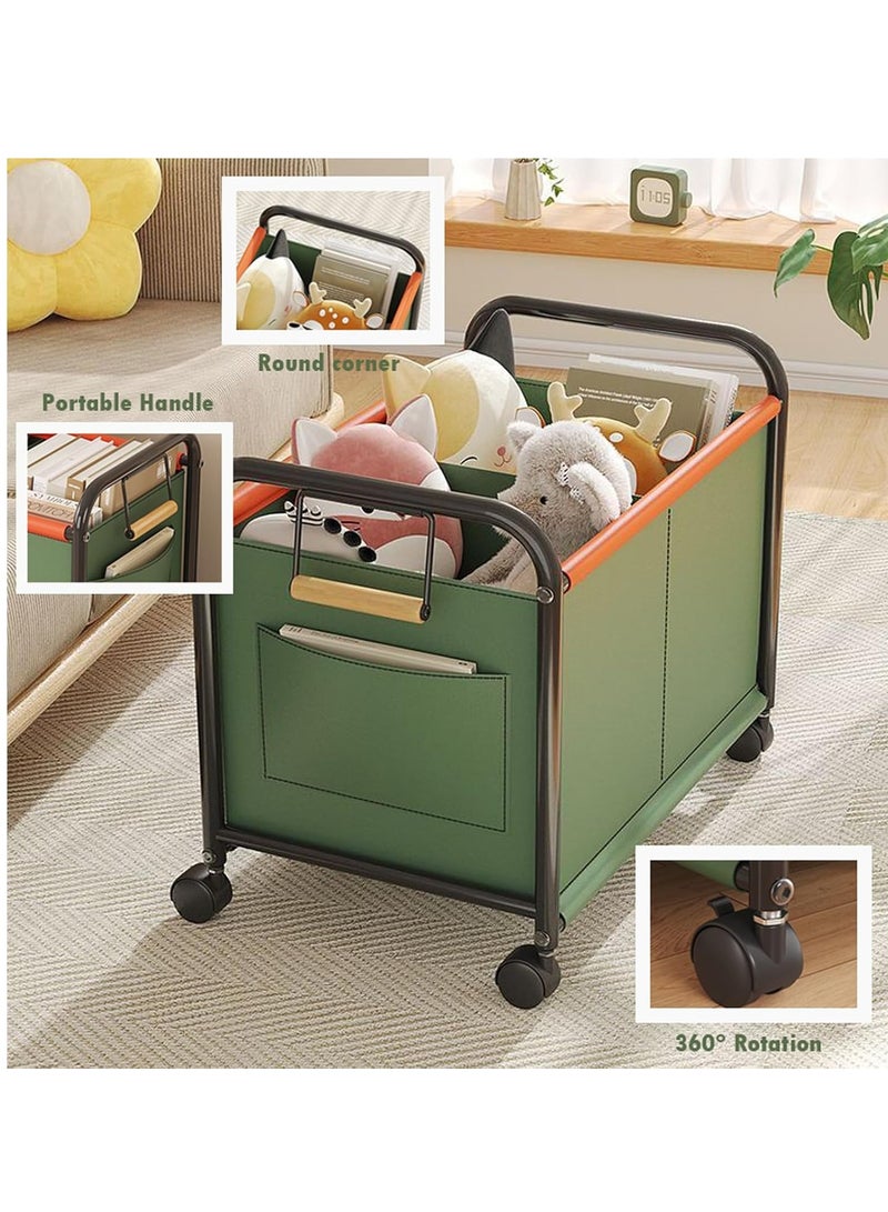 XiuWoo Large Space Metal Home Storage Cart, Toy Storage Box, Chest Storage Container, Laundry Basket, Cloth Organizer Bins with 360° Wheels, Handles for Home, Office - Image 4