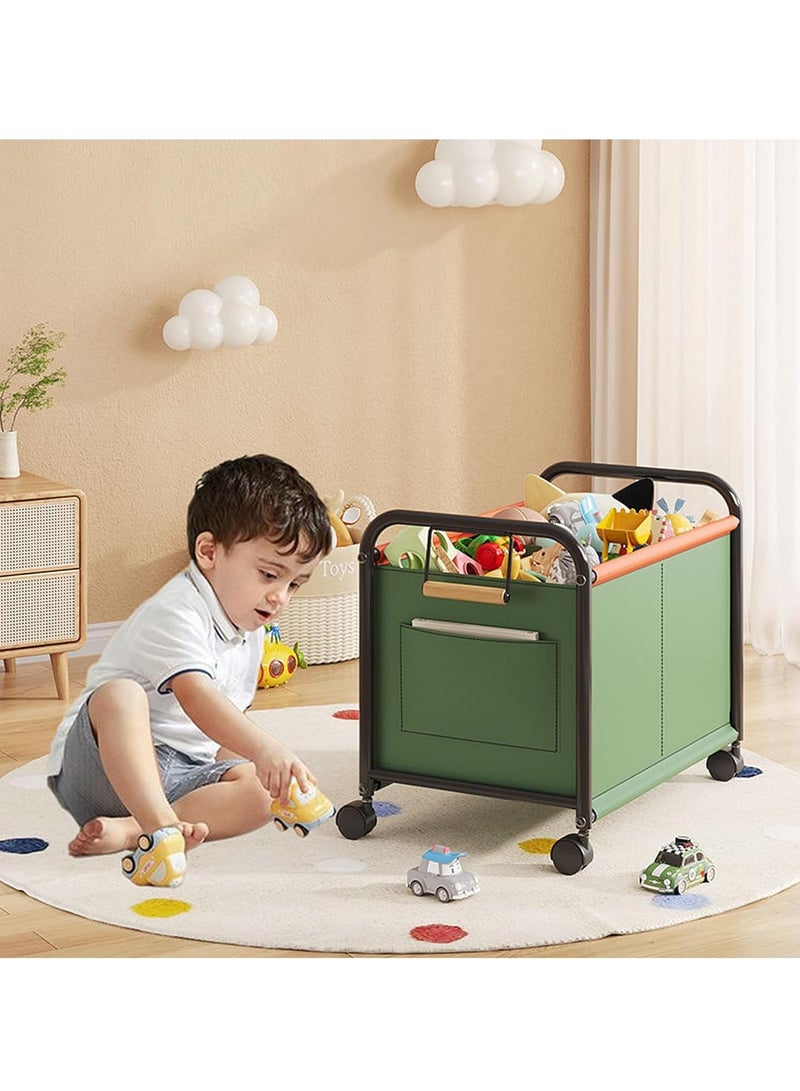 XiuWoo Large Space Metal Home Storage Cart, Toy Storage Box, Chest Storage Container, Laundry Basket, Cloth Organizer Bins with 360° Wheels, Handles for Home, Office - Image 5