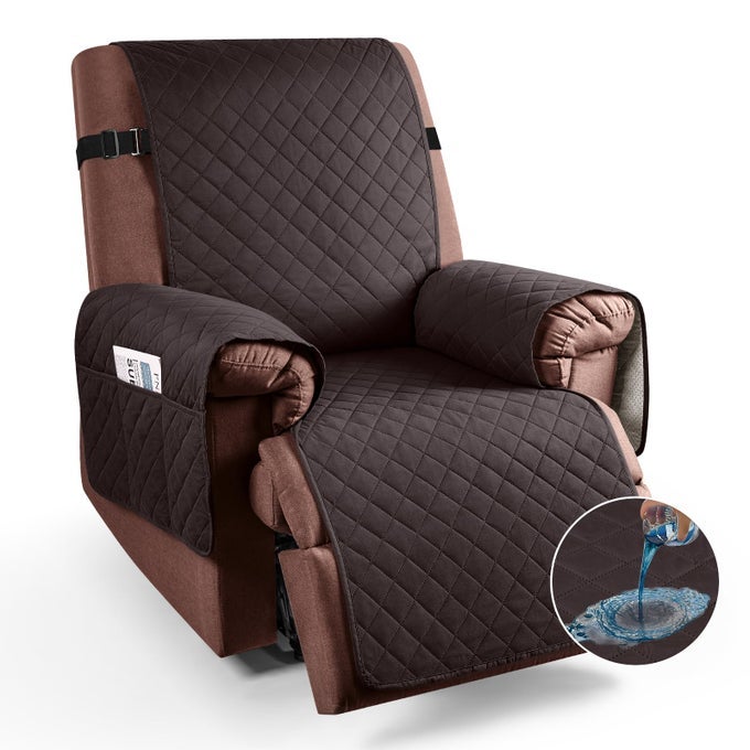 100 WATERPROOF RECLINER CHAIR COVER RECLINING COUCH COVERS FOR PETS DOGS RECLINER COUCH SLIPCOVER FURNITURE PROTECTOR WITH ELASTIC STRAPS FOR KIDS236 CHOCOLATE