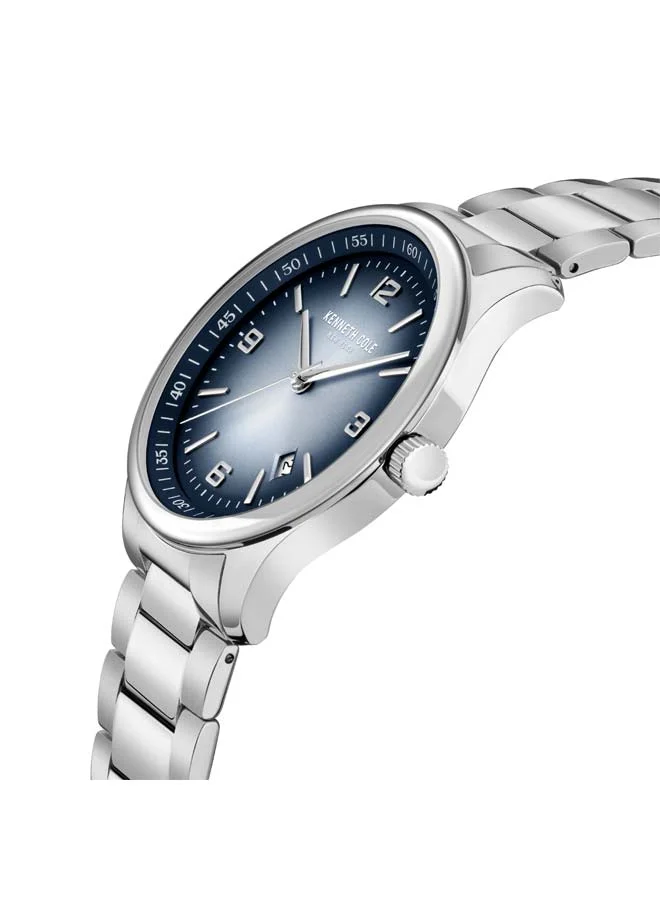 كينيث كول نيو يورك Modern Classic Blue Dial Stainless Steel Bracelet Analog Watch for Men