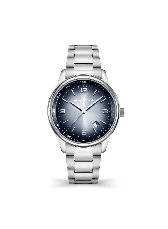 كينيث كول نيو يورك Modern Classic Blue Dial Stainless Steel Bracelet Analog Watch for Men