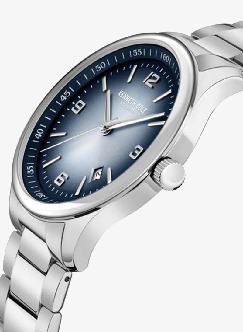 كينيث كول نيو يورك Modern Classic Blue Dial Stainless Steel Bracelet Analog Watch for Men