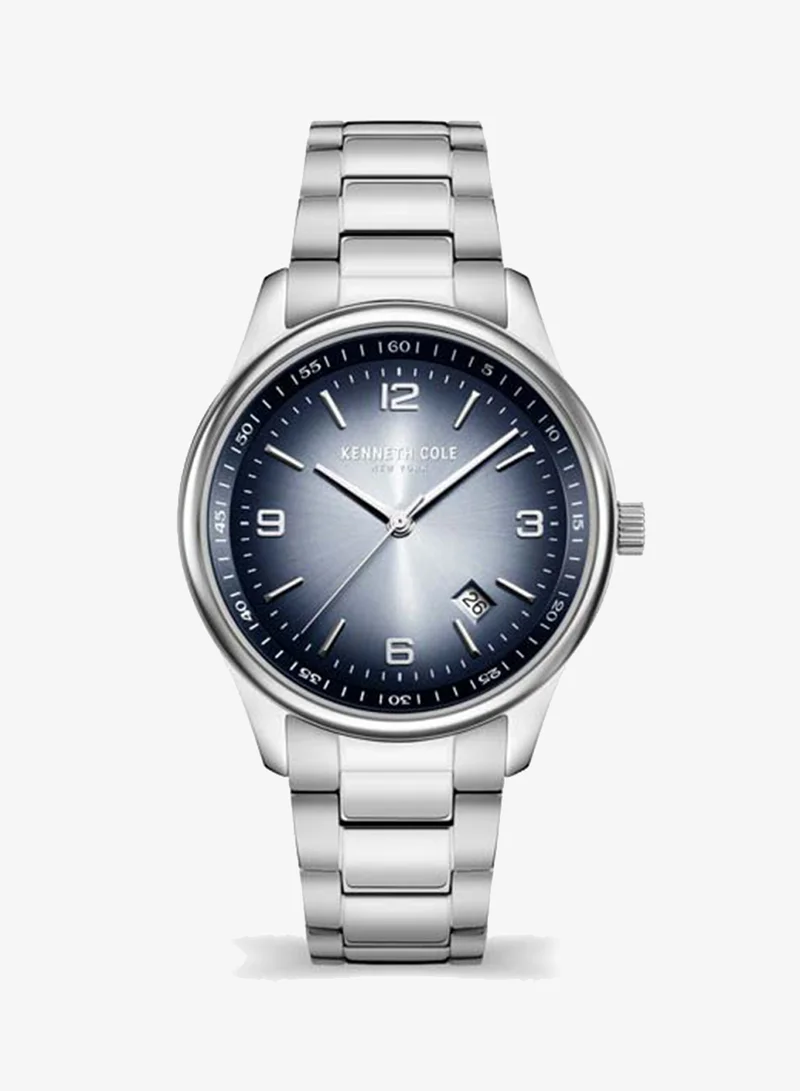 كينيث كول نيو يورك Modern Classic Blue Dial Stainless Steel Bracelet Analog Watch for Men