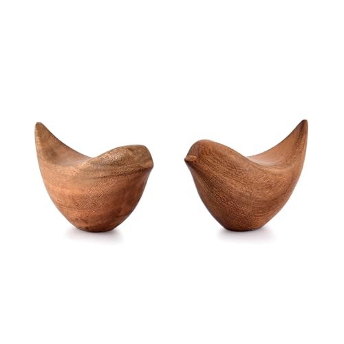 NIRMAN Acacia Wood Bird Statues Set Home Décor Bird Sculpture for Living Room, Bathroom, Office Modern Style Birds Decorative Ornaments (Set of 2) (4.5" x 2" x 2.5") - Image 2