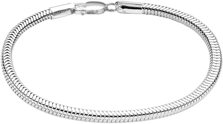LeCalla Solid 925 Sterling Silver Italian 3MM Snake Chain Bracelet for Men Women, Charm Bracelets (6.5, 7, 7.5, 8, 8.5, 9 Inches), Made in Italy - Image 1